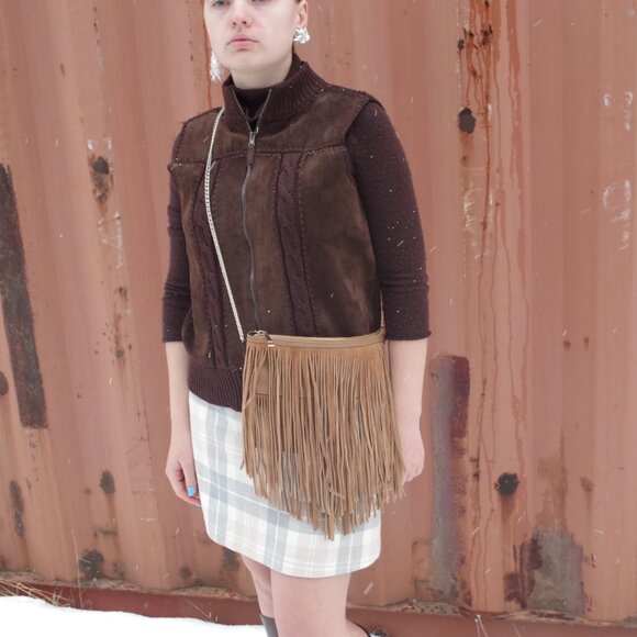 Brown Fringe Vegan Purse By H & M - Picture 6 of 7